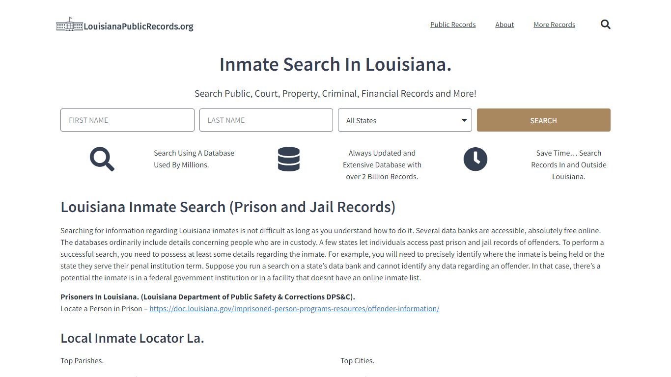 Louisiana Inmate Search: Jail and Prisoners In Louisiana Locator